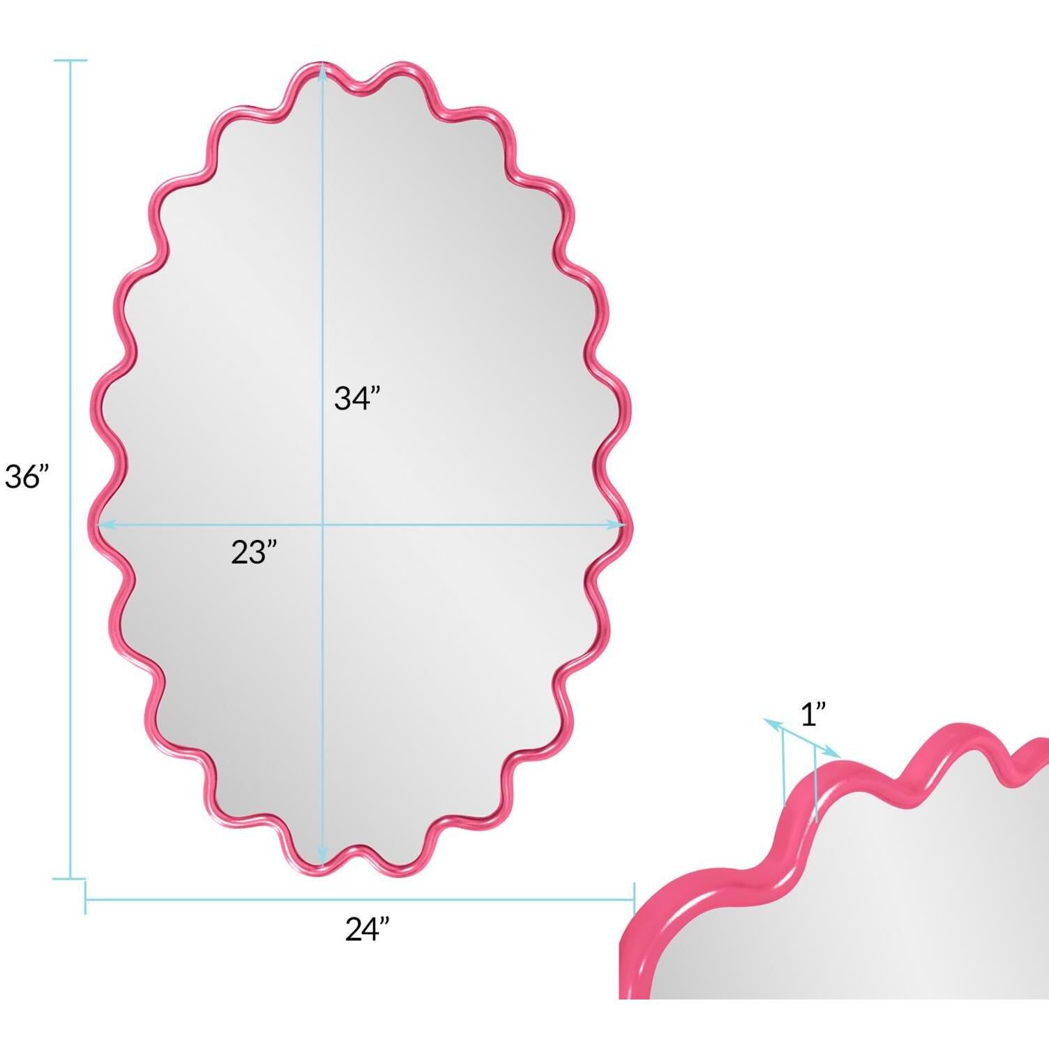 Cloud 36 X 24 inch Hot Pink Mirror